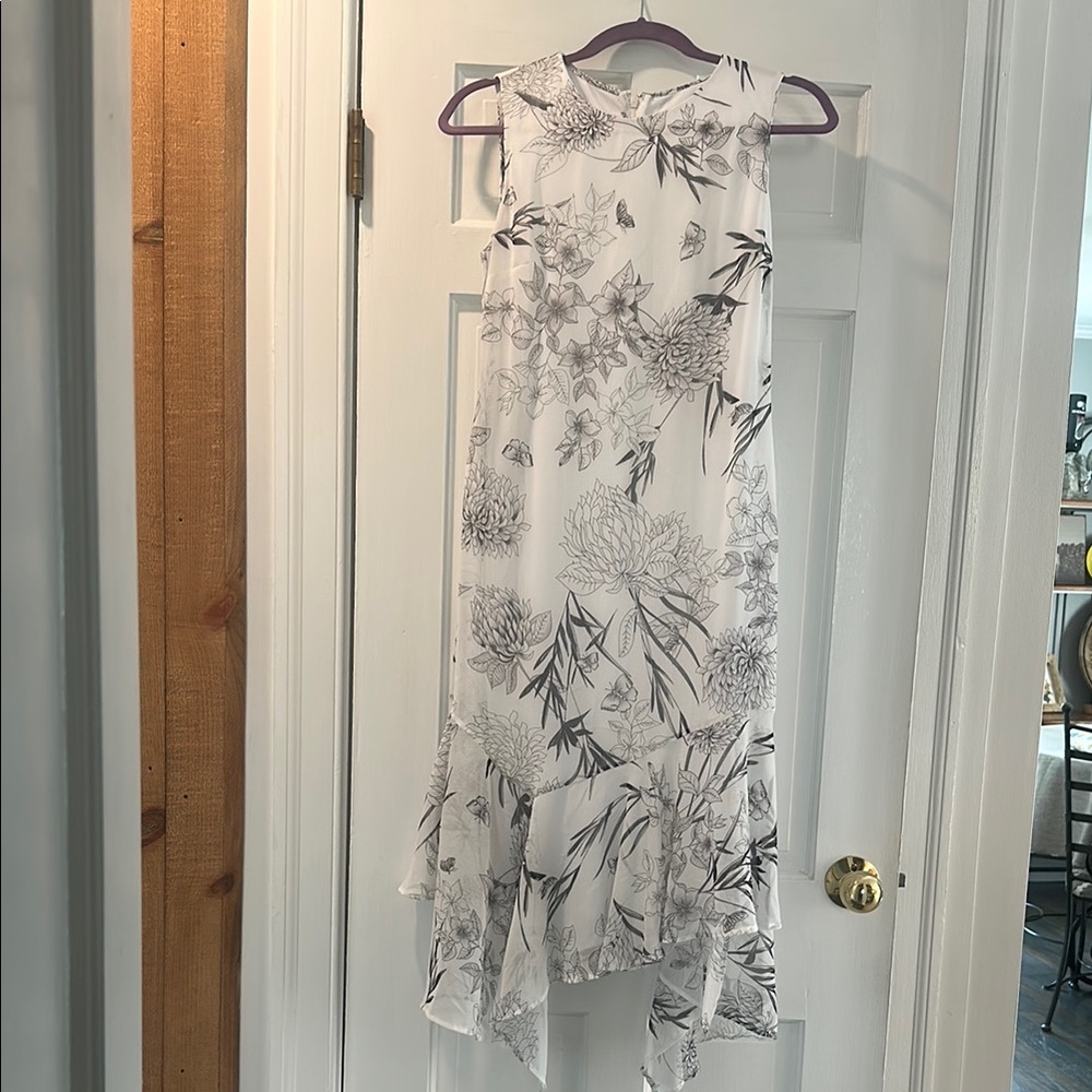 Calvin Klein White and Black Floral Dress